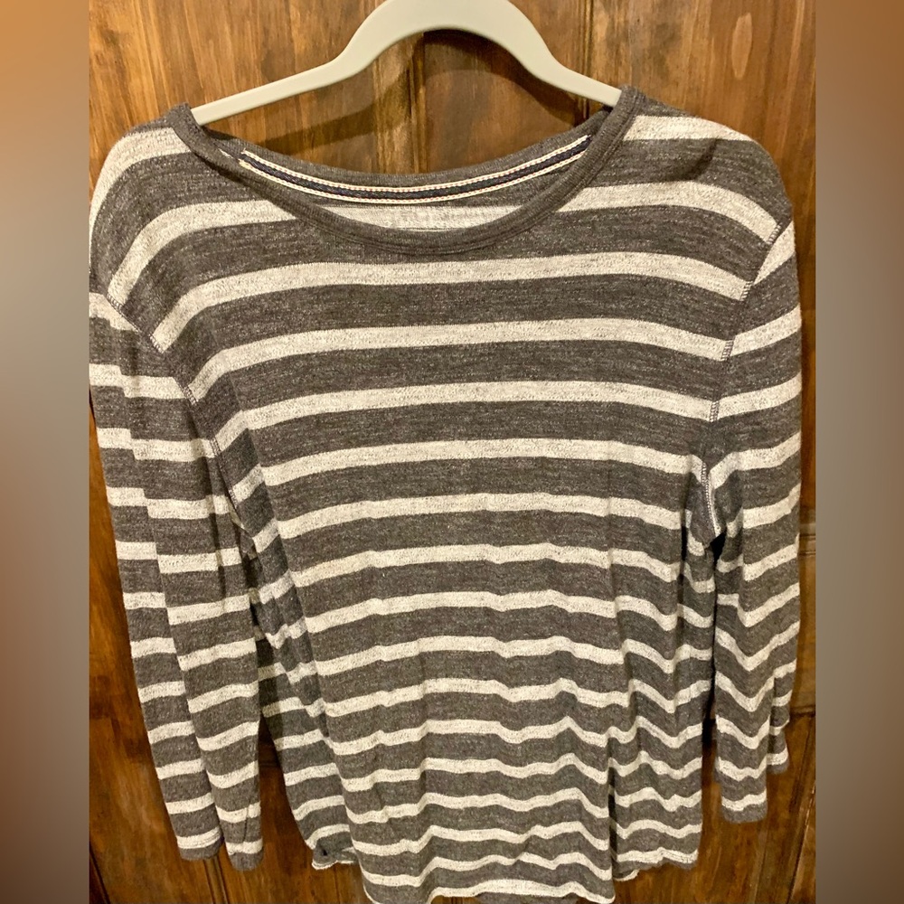 Striped Gray and White Women's Top
